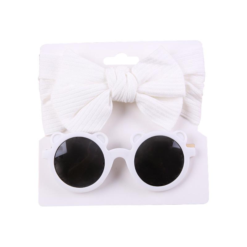 Baby Hair Accessories Summer Infant Headband Sunglasses Sun Protection Beach Kids Sun Glasses Head Band Set 2Pcs/Pack