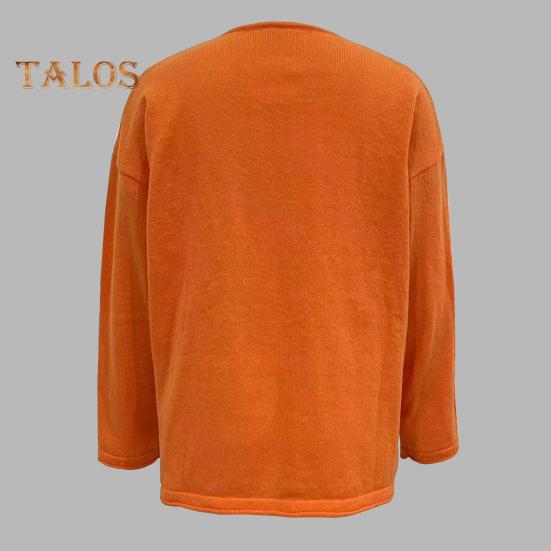 Женский вязаный свитер с V-образным вырезом, длинным рукавом, однотонный пуловер, свитер с боковыми разрезами, свободный крой, повседневный уличный стиль, свитер