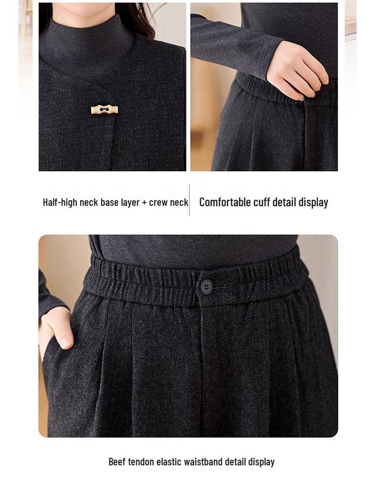 Spring 2025 Women's Fashion Suit: Three-Piece Temperament Vest with High Waist Wide-Leg Pants (ME5501)