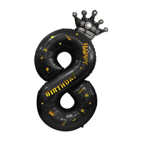40-дюймовые большие черные воздушные шары с цифрами в виде короны и надувной соломой, товары для детского душа, свадьбы, дня рождения, вечеринки