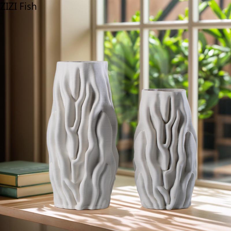 Минимализм 3D Печать Керамическая Ваза Креативные Складчатые Цветочные Горшки Настольное Украшение Цветочная Композиция Вазы Комнатный Эстетический Декор