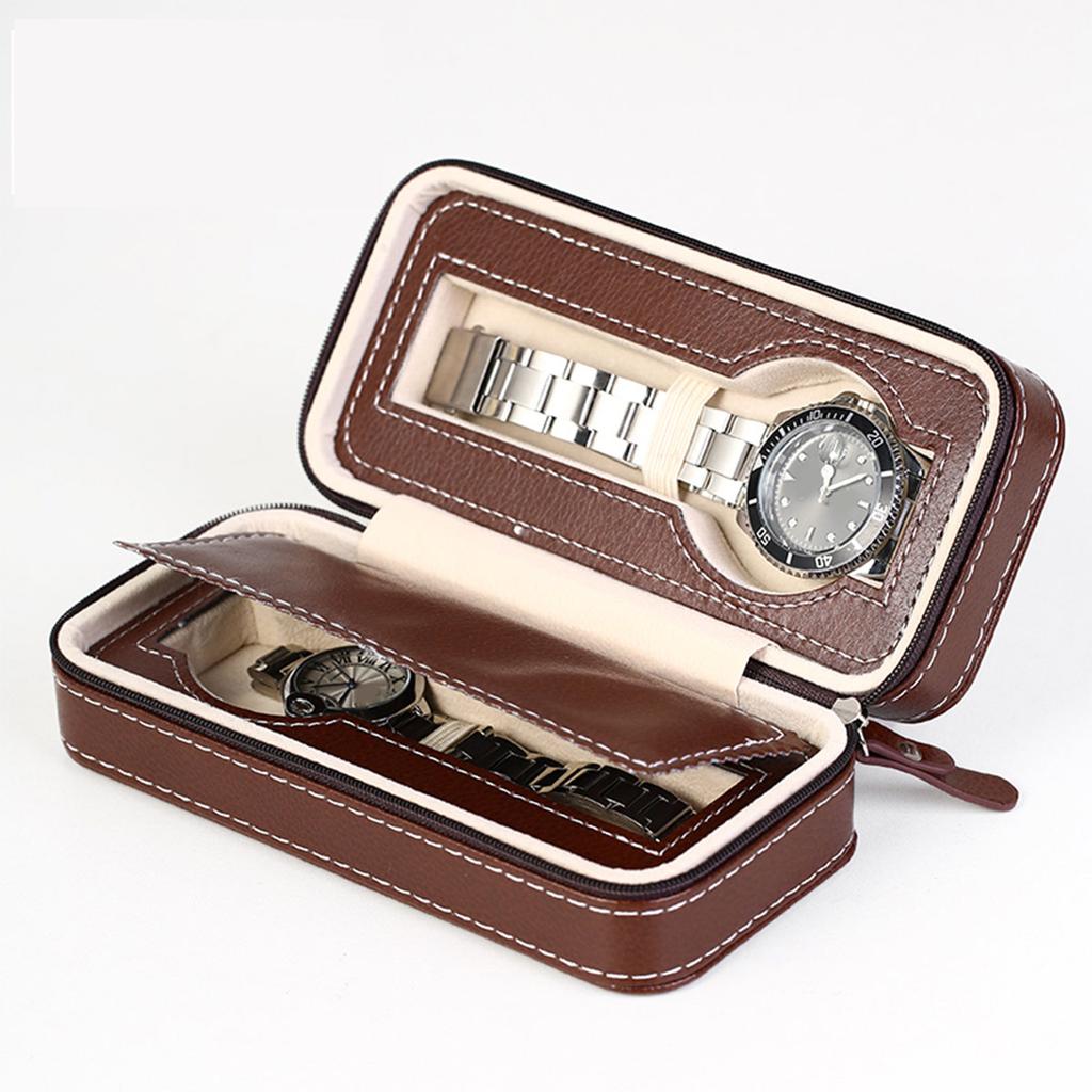 1pc,Vintage Watch Storage Box, PU Leather High-end Watch Box, Zipper Box, Portable Jewelry Box, Compact Display Box