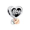 Original 925 Sterling Copper Charms Family Tree Love Heart Mom Pendant Beads Fit Brand Bracelets Necklaces Women DIY Zircon