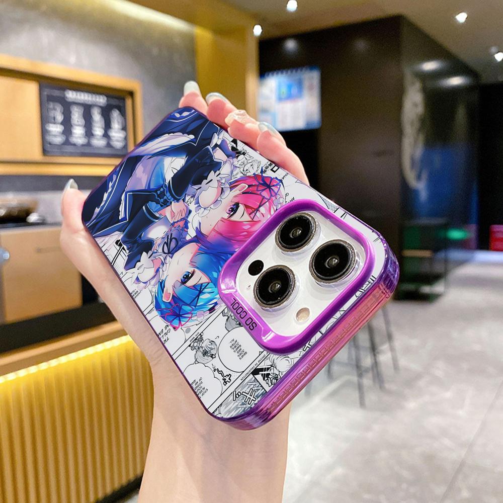 ReZero Rem Ram Purple Translucent Mobile Phone Case for iPhone 17 16 15 14 13 12 11 X XR XS Air Pro Max Plus Colorful Cover