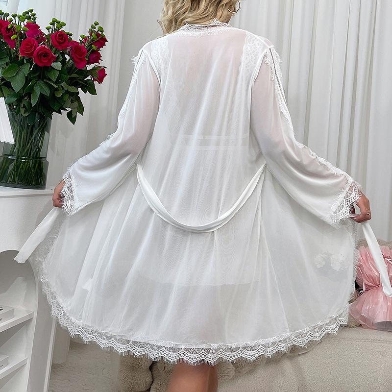 Прозрачный комплект домашней одежды с V-образным вырезом и открытой спиной, сексуальный комплект из двух предметов, ночная сорочка для женщин 062+685, полный кокетливый комплект для сна, идеально подходит для расслабления со стилем