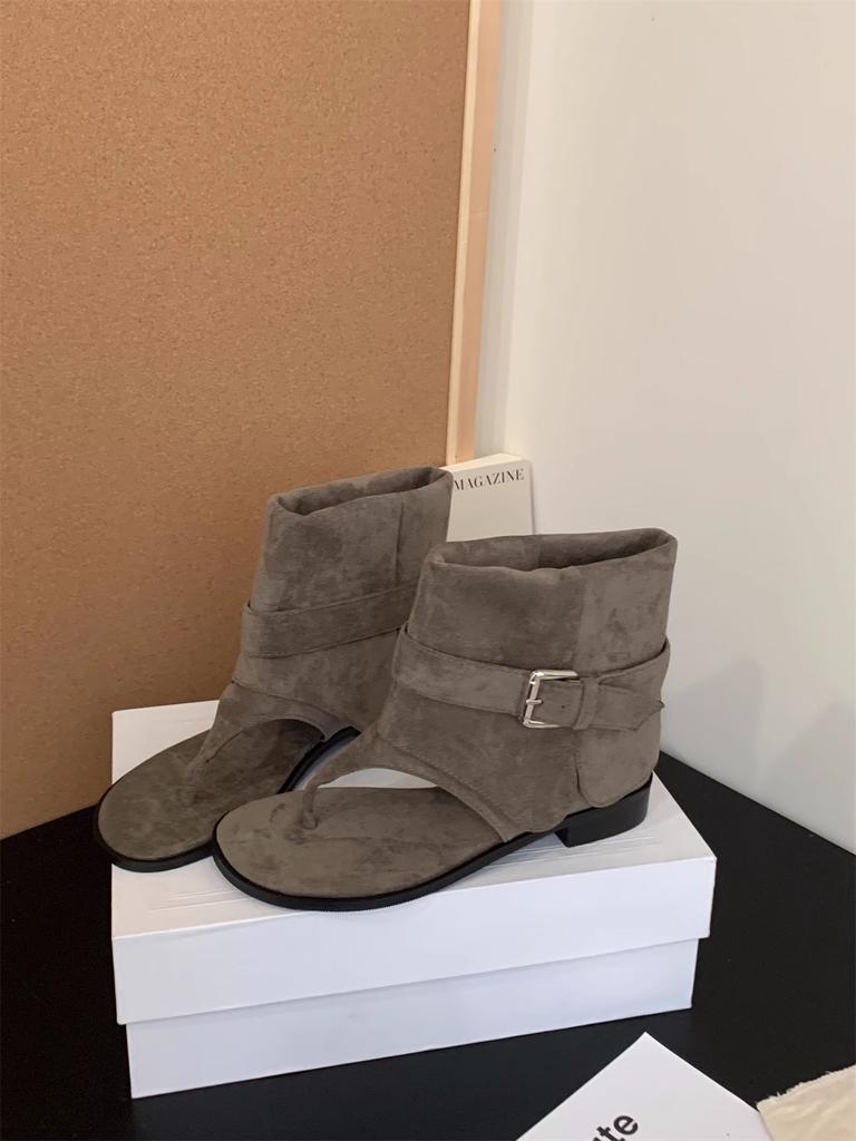 French Toe Sandals Women 2025 Summer New Internet Celebrity Fashion Women's Shoes Cowboy Boots Sandals Retro Versatile Women's Shoes