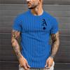 Men's Retro T-shirt Summer Men's 3D Striped Printed Short Sleeved Top