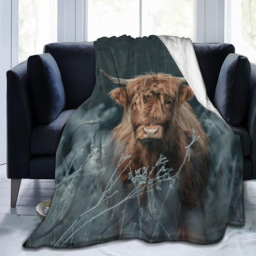 Cute Cow Blanket Super Soft Cow Print Flower Throw Blanket Lightweight Plush Flannel Blanket for Kids Adults Bed Sofa Living Room