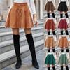 Women Lady  Solid Color High Waist Corduroy A-line Skirt   Skirt
