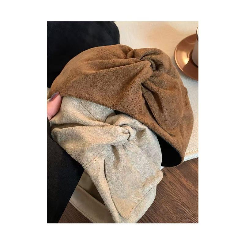 Women S Suede Bow Beret For Autumn Winter Large Head Size Vintage Painter Hat
