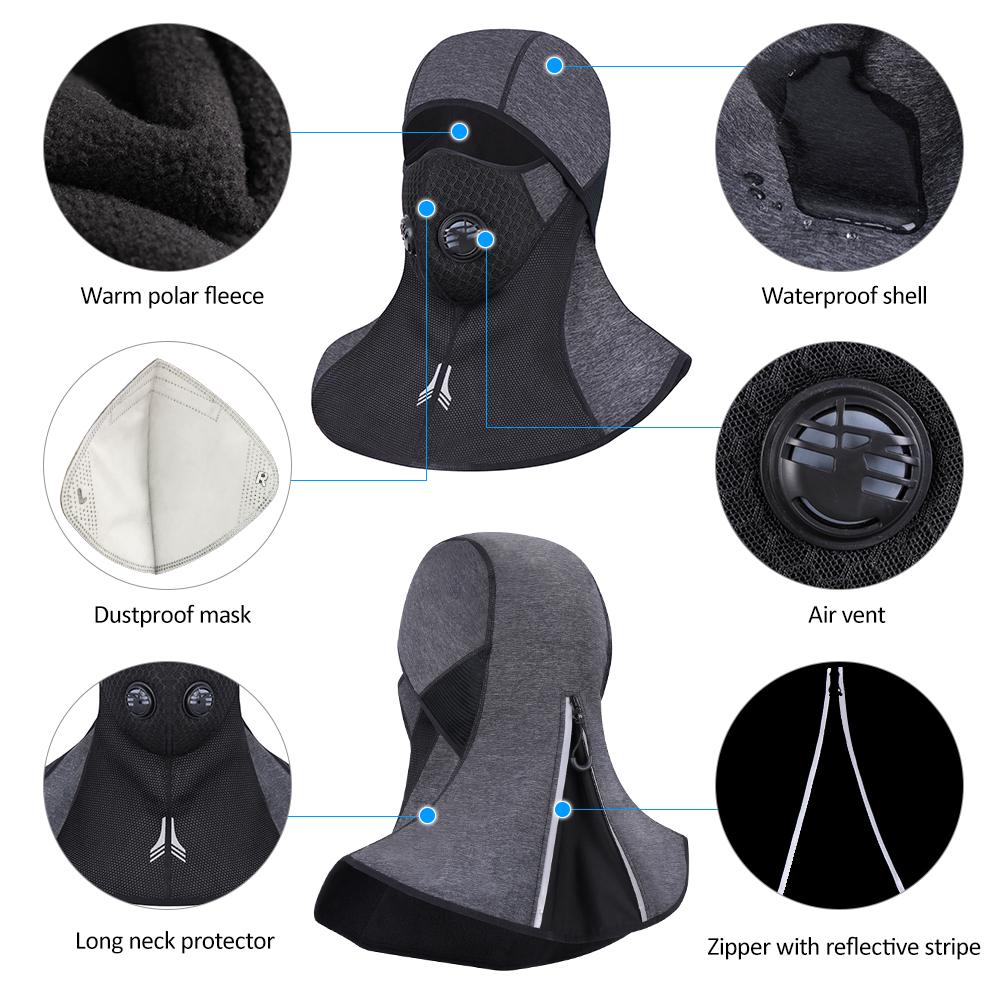 Winter Full Face Mask Elastic Cycling Headdress Water Repellent Warn Fleece Head Cover Skating Skiing Motorcycling Hiking Full Face Hat Dust-proof
