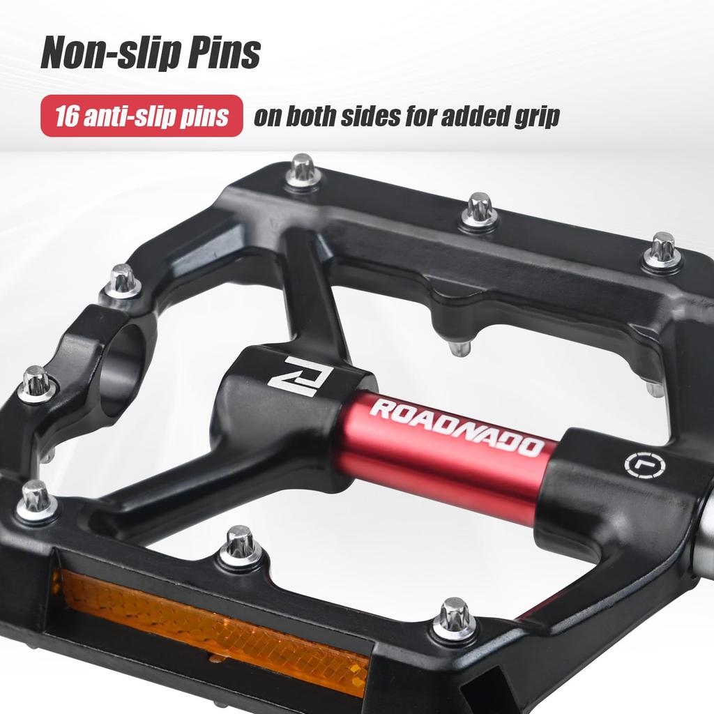 ROADNADO плоские педали велосипедные педали дюймовые педали из алюминия с ЧПУ легкие педали с отражателями для горных велосипедов MTB BMX шоссейные велосипеды 9/16 с противоскользящим покрытием,