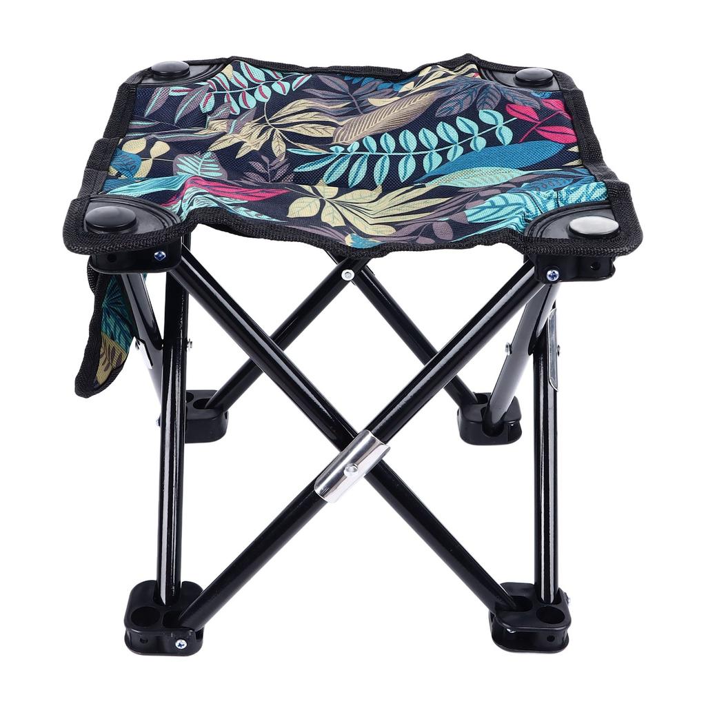 Camping Stool Canvas Portable Leaf Pattern Compact Outdoor Folding Chair with Carrying Bag for Adults Fishing Hiking