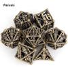 7 Pcs Copper Hand Skull Head Metal Dice Hollow Metal Polyhedral Dice Set Suitable for Role-Playing RPG Board Game Card Game