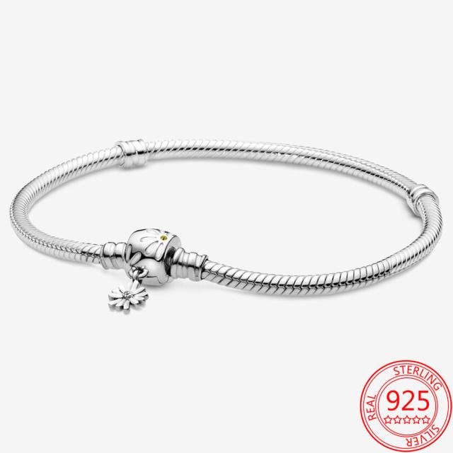 925 Sterling Silver Basic Chain Moments Silver Bracelet ,Fallen Leaves Chain Clasp Bracelet Rope Charm Fit Original Pan Jewelry