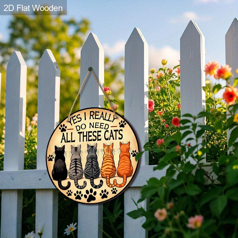 2D Плоская Деревянная Табличка в Деревенском Стиле с Кошачьей Тематикой, Очаровательная Декоративная Табличка для Питомца с Восхитительным Дизайном с Кошачьим Узором, Идеально Подходит для Декора Входной Двери