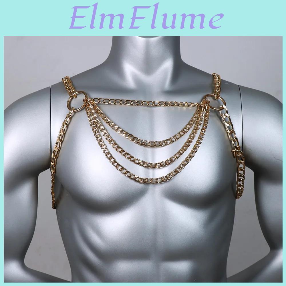 Chain Gay Body Chest Men Sexy Jewelry Punk Metal Bikini Harness Festival Accessories Party Rave Goth Sexy Belly Body Chain Gift