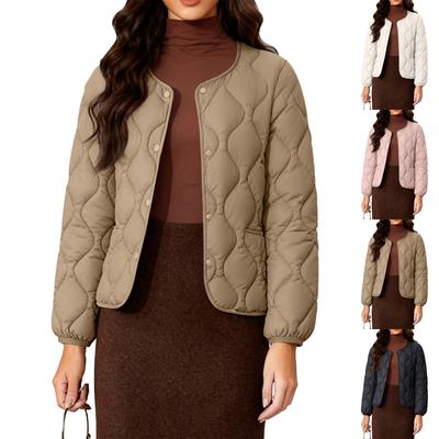 Женская модная легкая куртка с хлопковым наполнителем, однотонная, теплая куртка без воротника