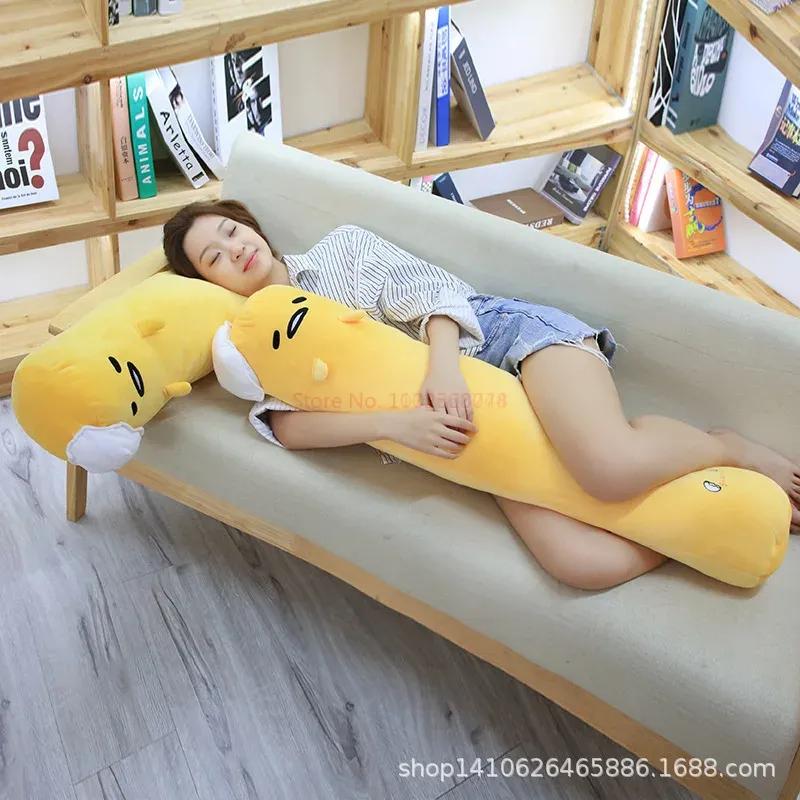 Gudetama Large Plush Toy Kawaii Egg Cartoon Anime Plush Toy Soft Plushie Cylindrical Pillow Girl Sleeping Pillow Christmas Gift