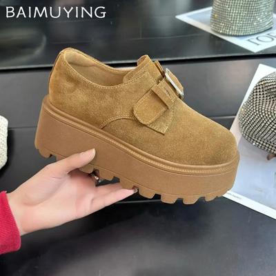 Замшевые женские туфли-лоферы на платформе, дизайнерские кроссовки на высоком каблуке с пряжкой, новый бренд 2025 года, тренд для ходьбы, зимняя повседневная обувь, Zapatos Mujer