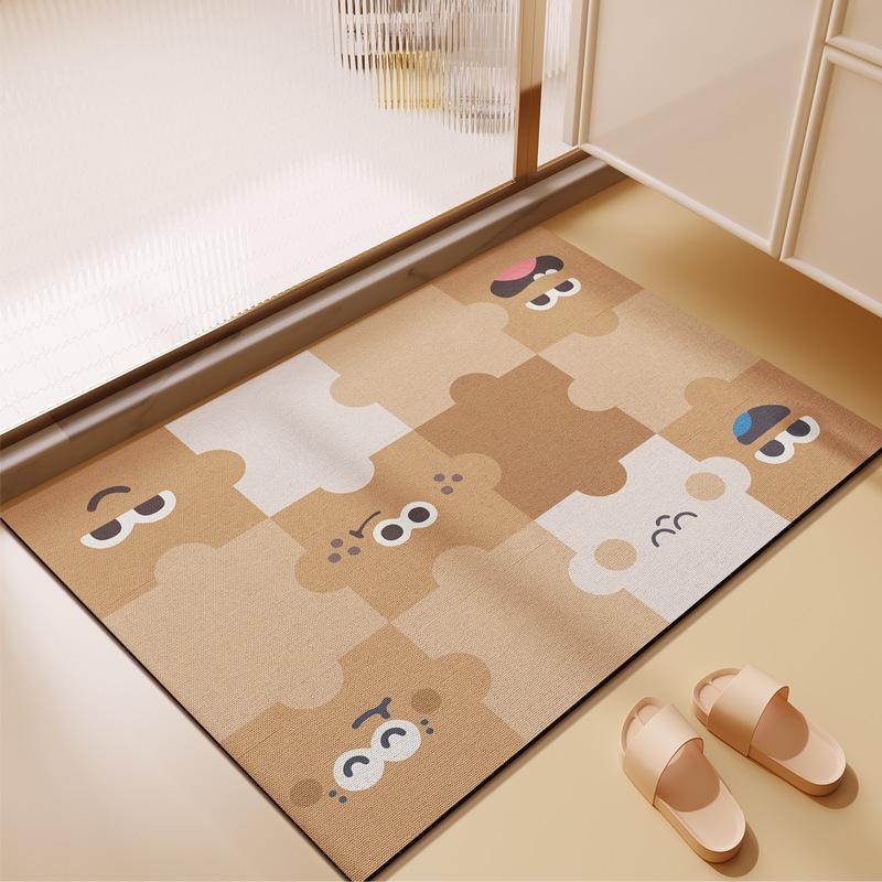 Cartoon Puzzle Bathroom Absorbent Floor Mat Bathroom Doorway Quick Drying Anti-slip Foot Mat Household Wear Resistant Diatom Mud Floor Mat