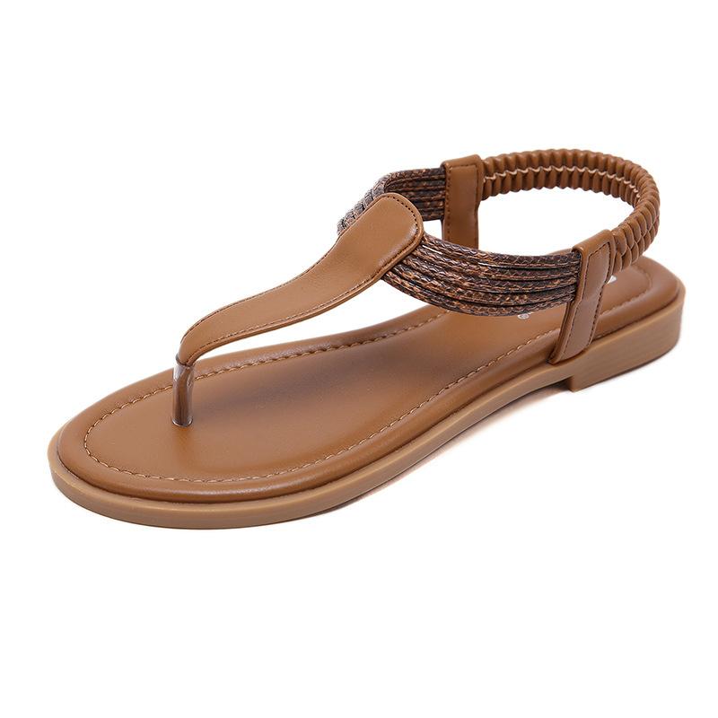 European And American Summer Sandals Comfortable Breathable And Fashionable Commuting Casual Flat Shoes One-Liner Elastic Band