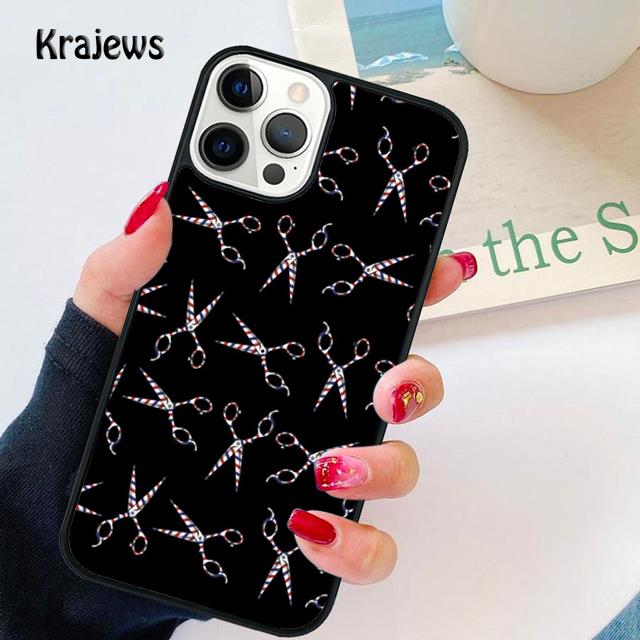 Barber Stripes Scissors Soft Phone Case For IPhone 18 17 Air 16 15 14 Max Plus 11 12 13 Pro Max Phone Cover Fundas