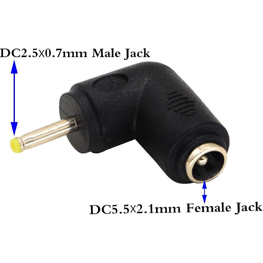 zdyCGTime DC2.5x0.7mm Male 90 Degree Angle to DC5.5x2.1mm Female Adapter5 Volt DC Barrel Power Jack Charging Cable Connector for Tablet, Electronic