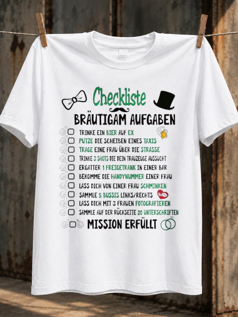 Checkliste Braeutigam Aufgaben Gerunisex Groom Task List Bow Tie Top Rings Bachelor Party Humor Unisex All Tshirt