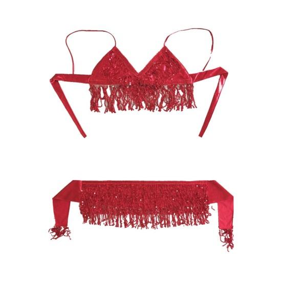 Костюм танцовщицы живота Топ-бра с пайетками и кисточками с бахромой и поясным платком Комплект Сверкающий костюм для рейв-вечеринки для женщин и девушек