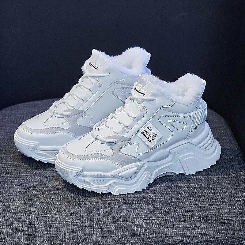 Женские зимние кроссовки, новинка 2022 года, бархатная теплая спортивная обувь на платформе, женские удобные зимние ботинки