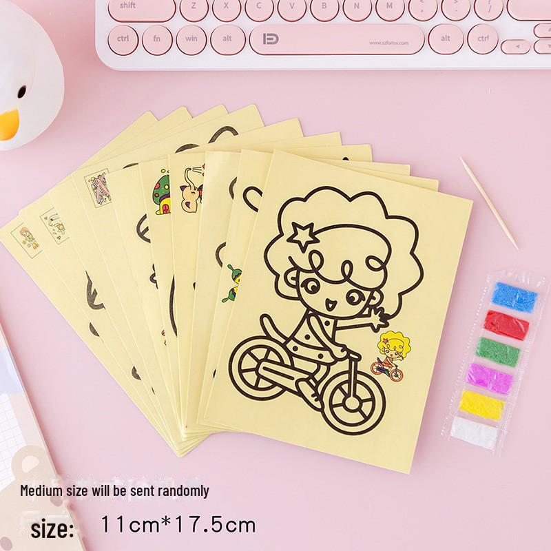 Набор для рисования желтым песком ручной работы - детская развивающая игрушка для рисования скребками