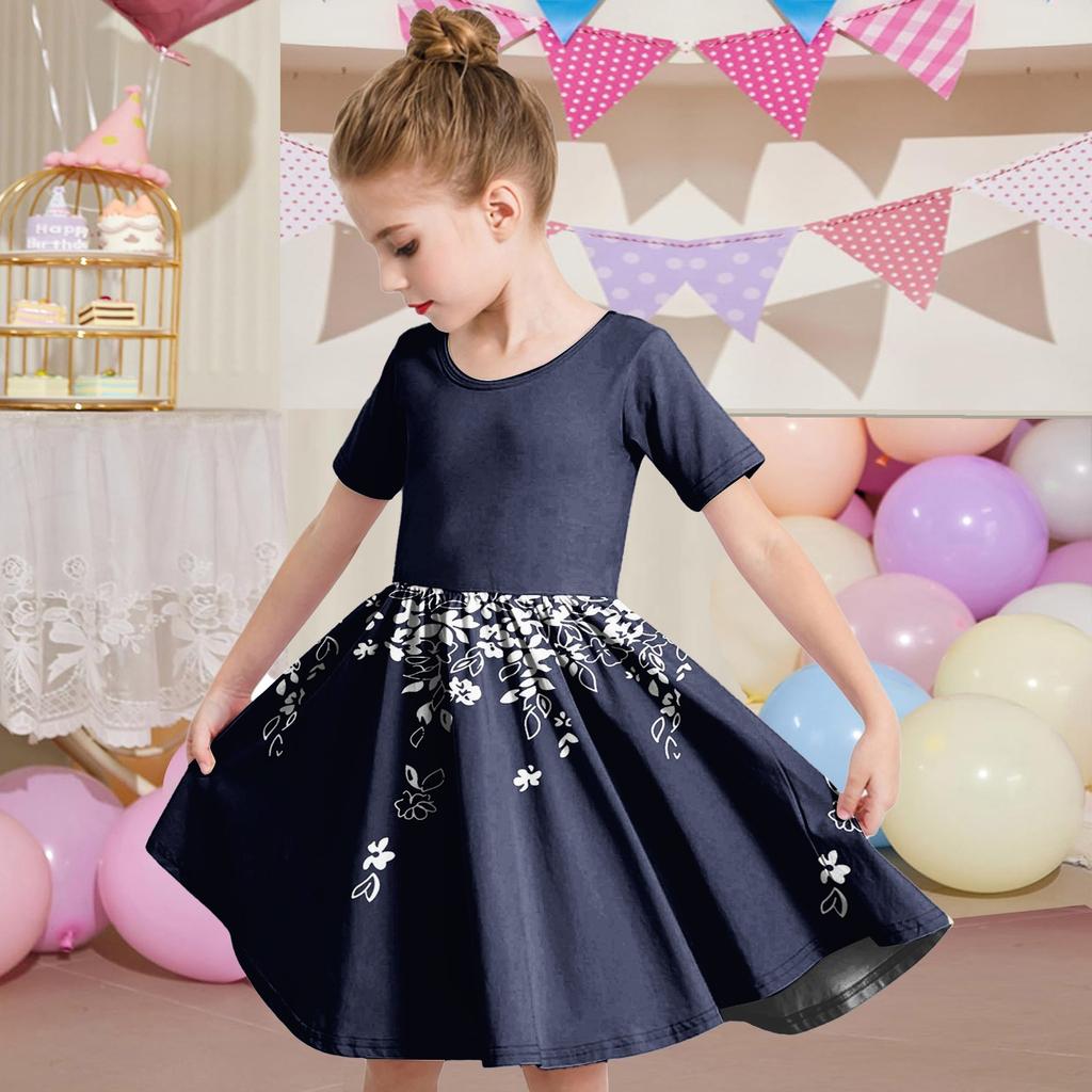 Летнее платье для девочек, платье для малышей, однотонное повседневное платье-футболка с коротким рукавом А-силуэта