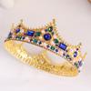 European Court Retro Baroque Queen Crown Pearl Alloy Round Bridal Headdress Wedding Accessories Crown