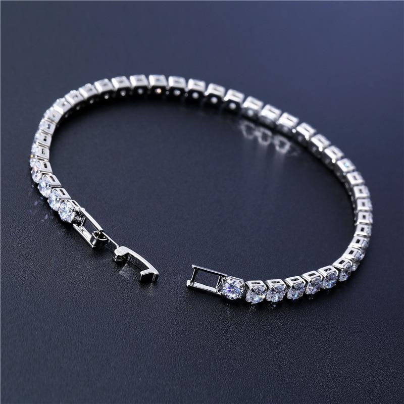 Luxury 4mm Cubic Zirconia Tennis Bracelets Iced Out Chain Crystal Wedding Bracelet for Women Men Gold Silver Color Bracelet
