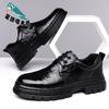 Platform Business Casual Leather Shoes Men's High-end Spring New Hand-scratched Men's Shoes Head Leather Shoes