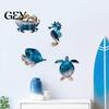 Tropical Fish Wall Plaque 4 Pcs Summer Wooden Sign, Coastal Ocean Animal Hanging Decor, Cute Sea High-definition Printed Sign Turtle Crab Seahorse for