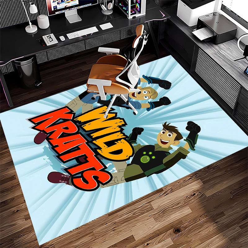 1pc Wild Kratts Print Area Rug - Soft,Washable Non-Slip Indoor Mat for Office Chairs,Living Room,Home Office Decorative Rug