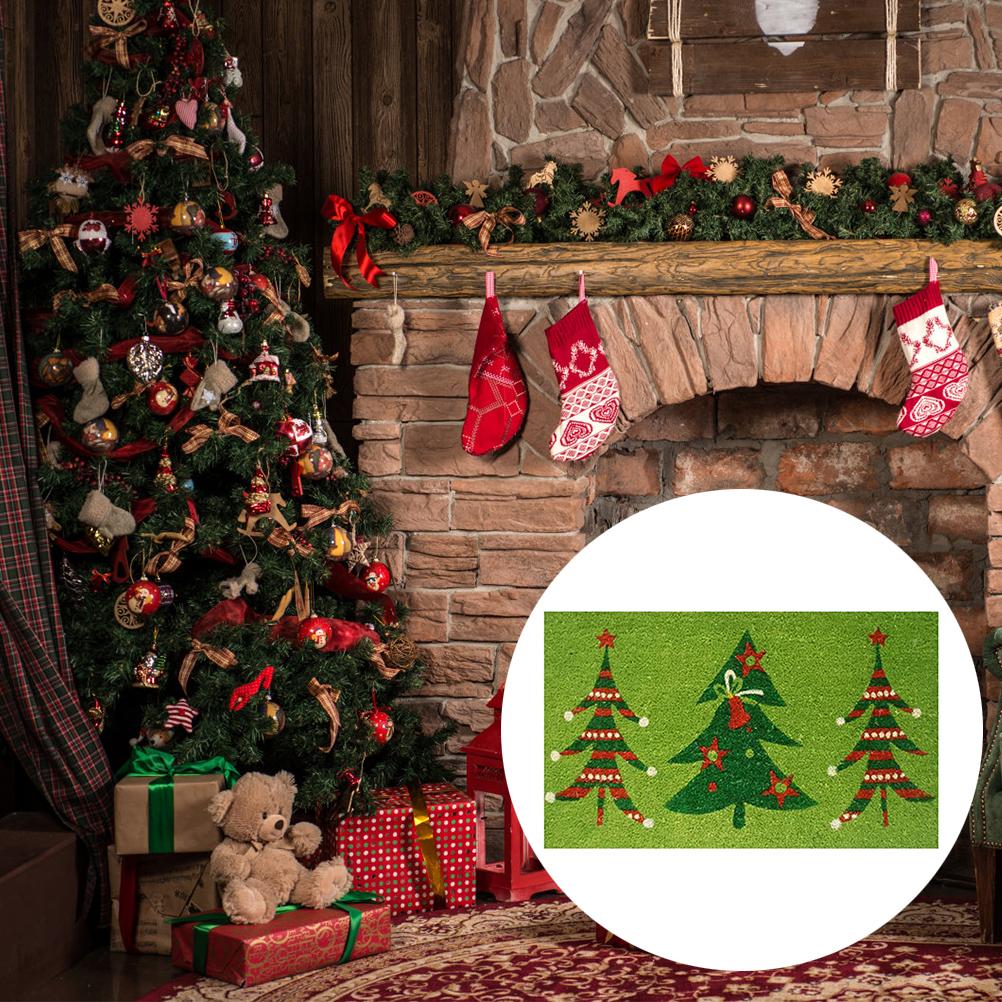 Рождественский коврик для двери Xmas Фланелевый коврик для пола С Рождеством Коврик для входной двери дома Противоскользящий ковер для пола для гостиной