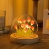 Elegant LED Tulip Decor In Glass Dome - Art Deco Night Light, Ideal for Christmas & Valentine's Day Gift