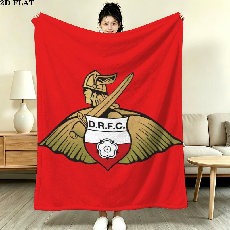 Doncaster Rovers FC Print Flannel Blanket, High quality Comfortable for All Seasons, Home Decor, Warmth and Comfort, Perfect for Christmas Gifts
