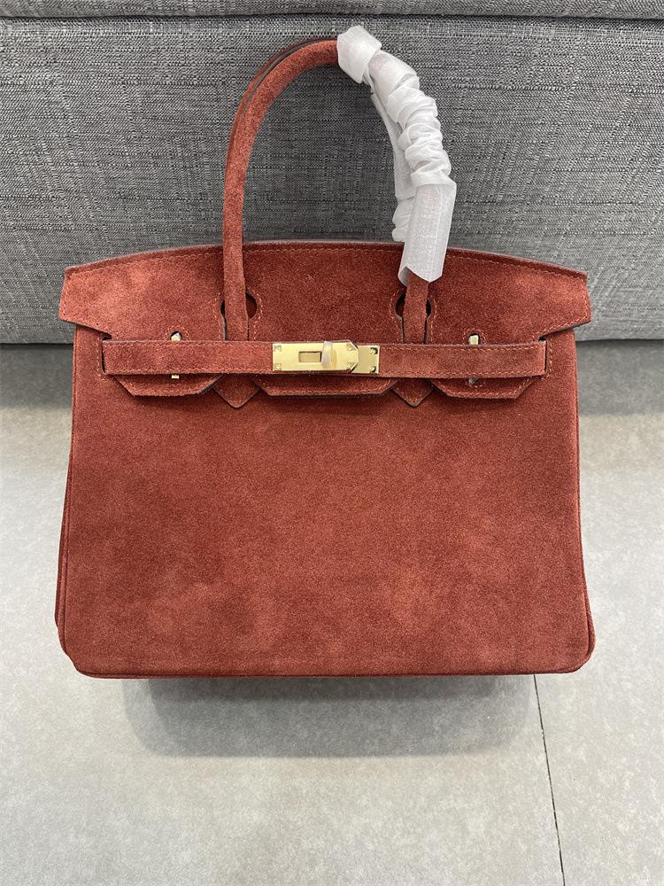 And New Genuine Leather Women's Bag Frosted Leather Suede Leather Platinum Bag Hand-held Single Shoulder Diagonal Cross Bag