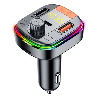 Автомобильный MP3-плеер с Bluetooth-приемником, функцией громкой связи QC3.0+PD18W, быстрой зарядкой, FM-передатчиком с красочной атмосферной подсветкой