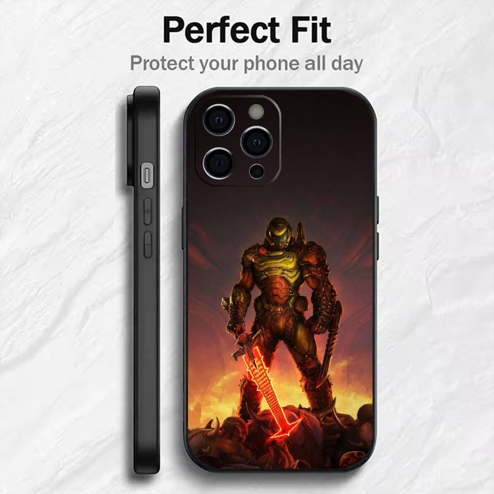 Игровой чехол для телефона D-DOOM с принтом для iPhone 17, 16, 15, 14, 13, 12 Plus, Max, черный, из мягкого силикона