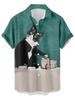 Funny Cartoon Cat 3D Printed Men's Shirt For Men Funny  Dinosaur Graphic T-Shirts Fashion Casual Oversized  Men's Clothing