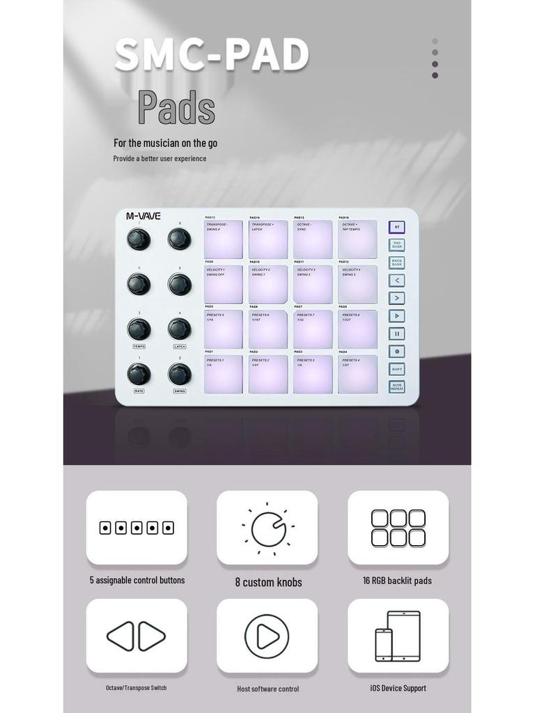 RGB Backlit MIDI Controller Drum Pads with Mixer and Rhythm Keyboard