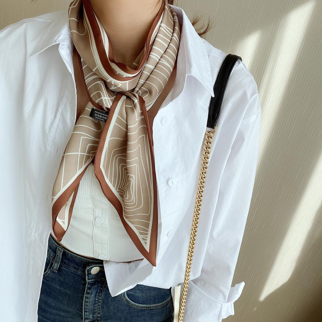 Весенне-летний атласный длинный шарф для женщин, солнцезащитная шаль, модный атласный длинный шарф для красоты, универсальный дорожный шарф