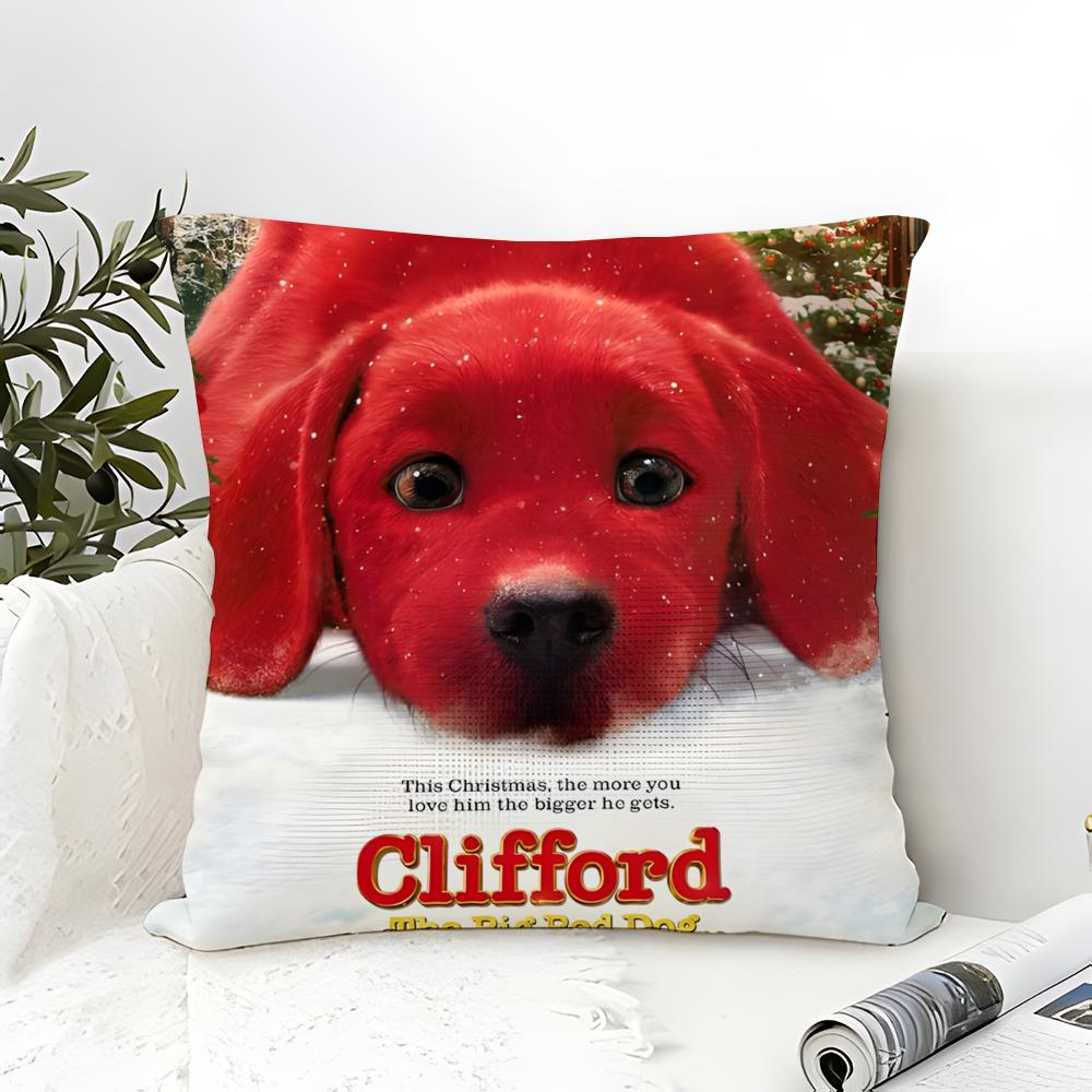 Pillow Case Cotton Linen Fabric Square Zipper Pillowcase Home Decorative Living Room Comic Cartoon C-Clifford The Big Red Dog 2