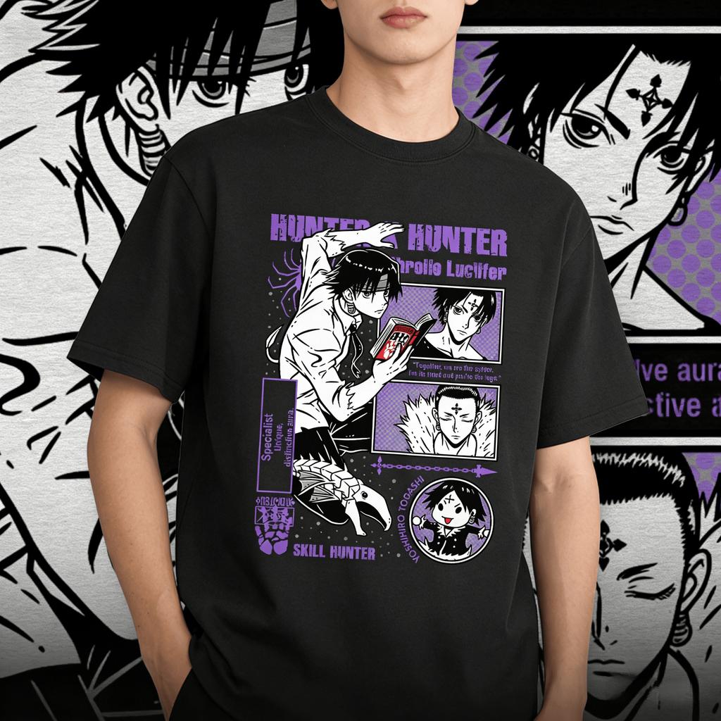 Hunter X Hunter - Chrollo Graphic Men T-Shirt Oversized 100% Cotton Unisex O-Neck Short Sleeve Y2k Women Popular Streetwear Tee