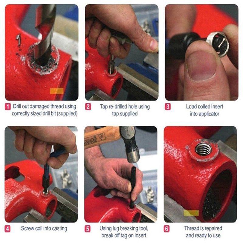 M5 M6 M8 M10 M12 M14 Thread Repair Set Of Machine Tools Metric Thread Repair Insert Helicoil Car Pro Coil Car Repairing Tools